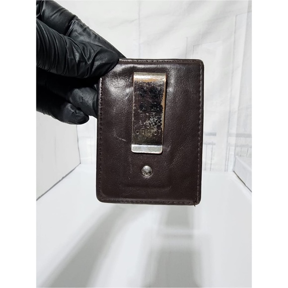 Authentic Gucci Microguccissima Pattern Leather Card Holder Brown - Picture 13 of 14